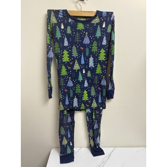 Little Sleepies Youth Pajama Set 12/14 Unisex Navy Christmas Bamboo Viscose - Picture 1 of 5